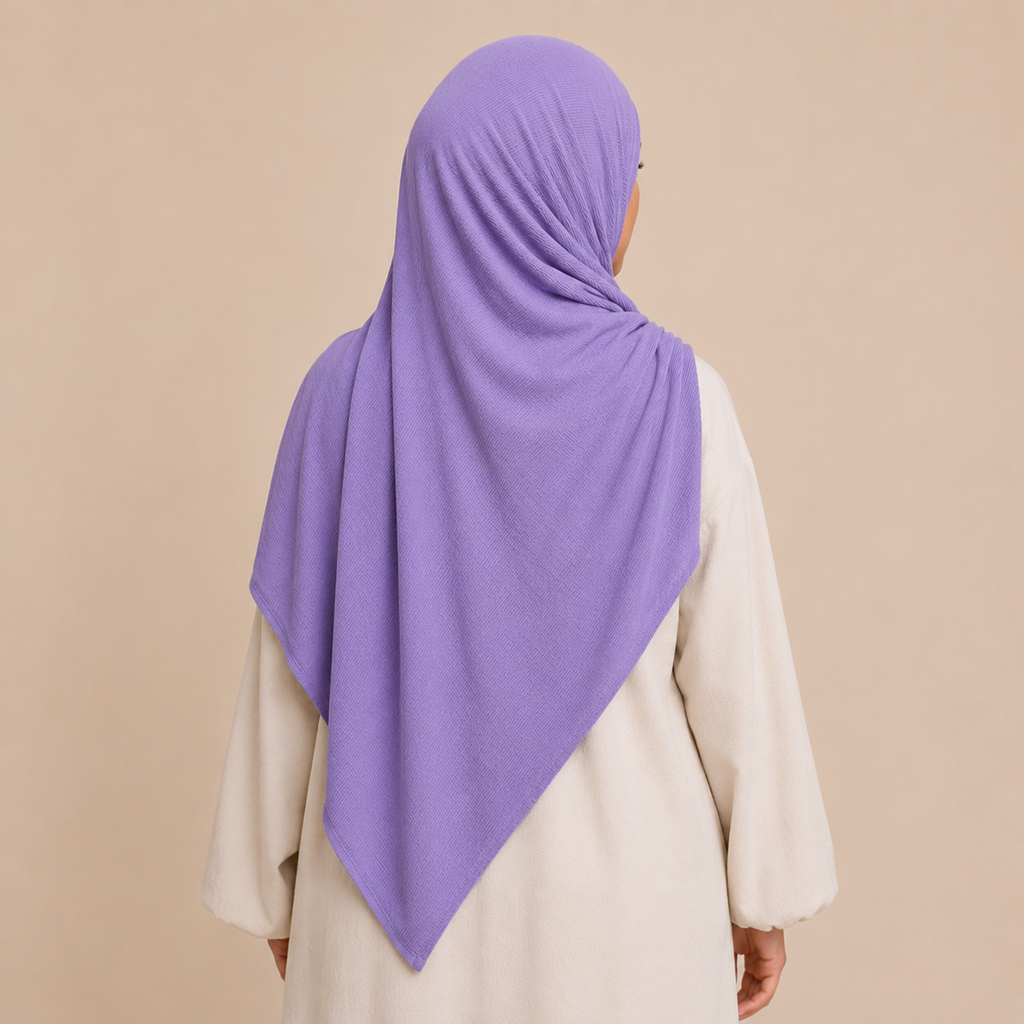 RY233 Lavender Purple Cotton Ribbed Jersey Hijab Scarf – Soft Stretch Breathable Headscarf