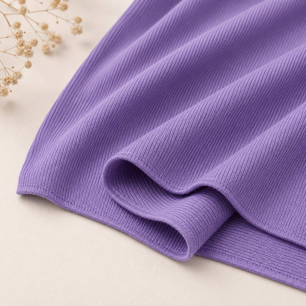 RY233 Lavender Purple Cotton Ribbed Jersey Hijab Scarf – Soft Stretch Breathable Headscarf
