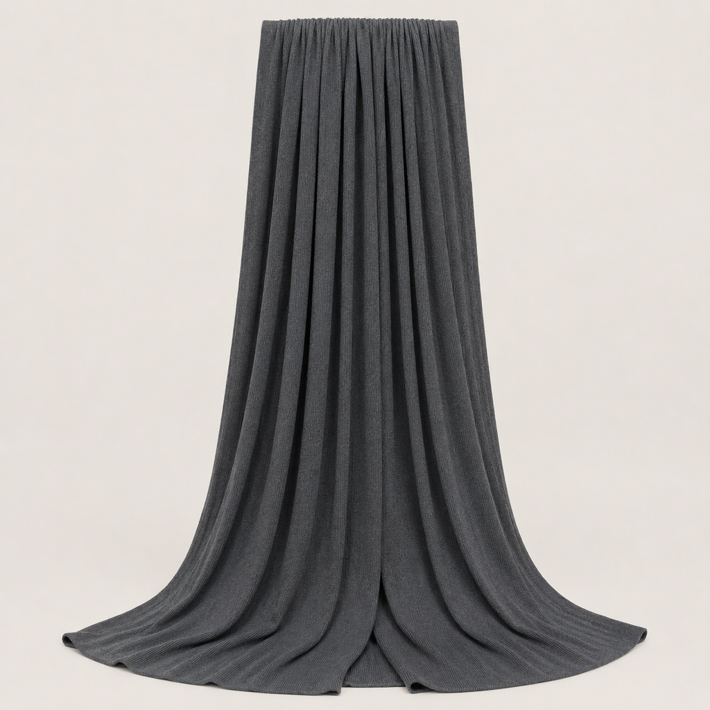 RY234 Charcoal Grey Cotton Ribbed Jersey Hijab Scarf – Soft Stretch Breathable Headscarf