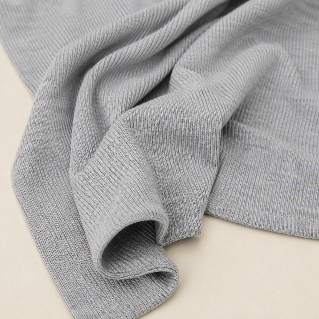 RY235 Light Heather Grey Cotton Ribbed Jersey Hijab Scarf – Soft Stretch Breathable Headscarf