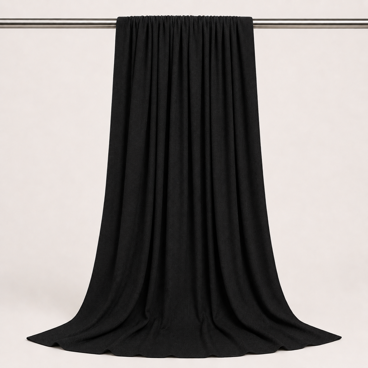 RY236 Black Cotton Ribbed Jersey Hijab Scarf – Soft Stretch Breathable Headscarf