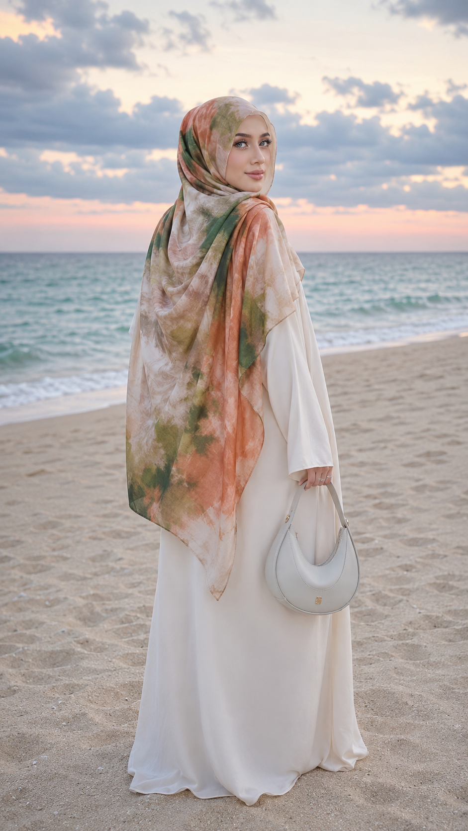 RY237 Earthy Olive Liquid Cotton Hijab Scarf – Lightweight Stretch Drape Headscarf