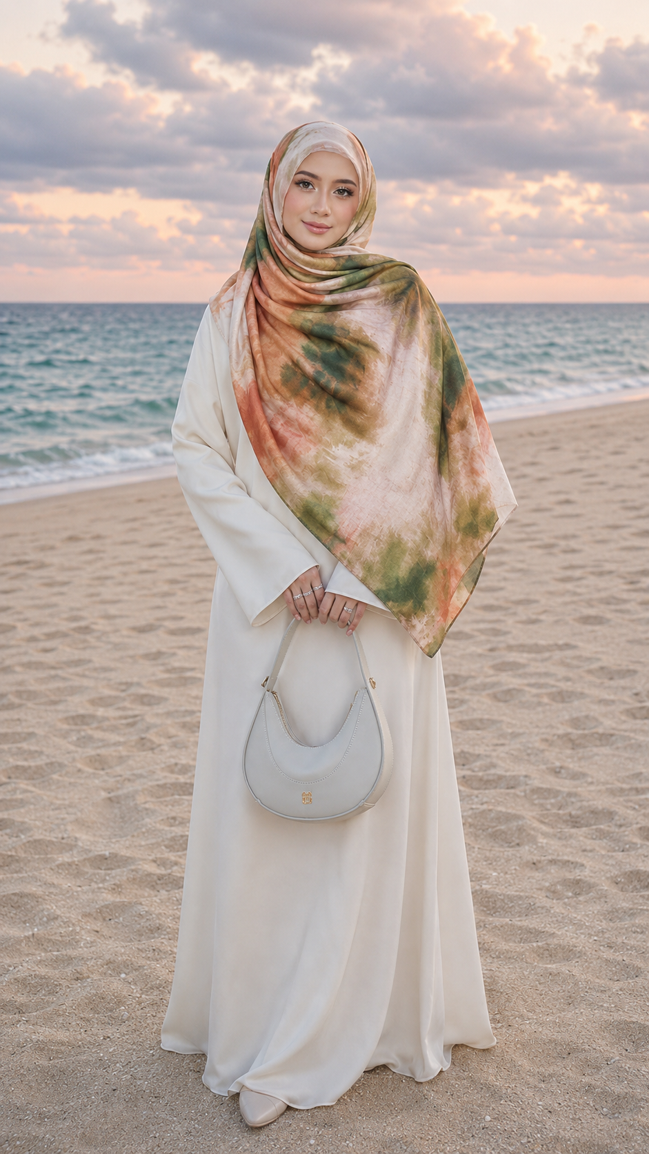 RY237 Earthy Olive Liquid Cotton Hijab Scarf – Lightweight Stretch Drape Headscarf