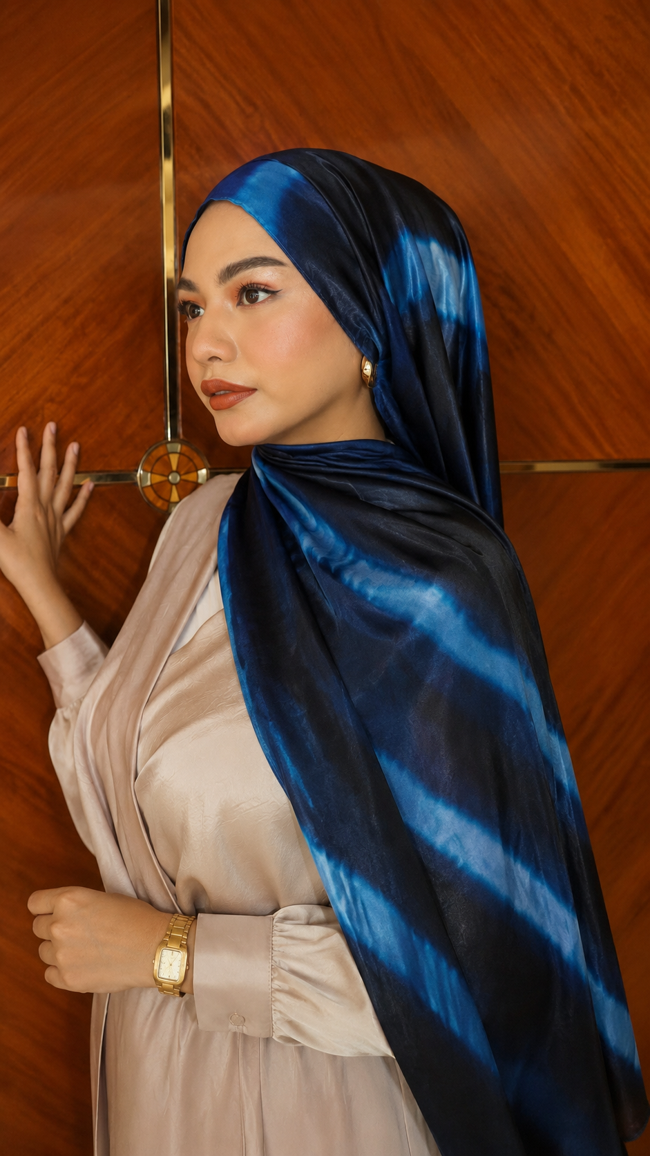RY216 Midnight Ocean Printed Jersey Hijab – Soft Premium Drape Scarf