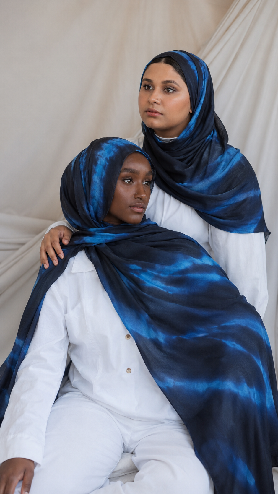 RY216 Midnight Ocean Printed Jersey Hijab – Soft Premium Drape Scarf