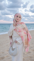 RY217 Blush Pink Printed Liquid Jersey Hijab – Soft Premium Drape Scarf
