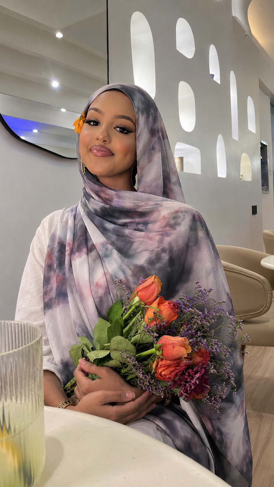 RY220 Smoky Purple Printed Liquid Jersey Hijab – Soft Premium Drape Scarf