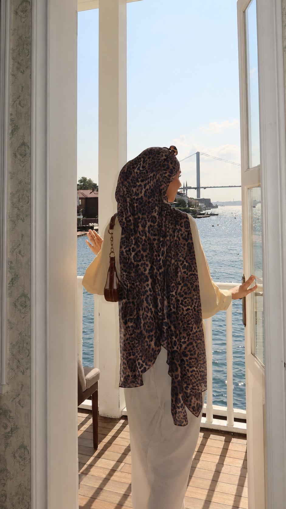 RY222 Brown Leopard Print Liquid Jersey Hijab – Soft Premium Drape Scarf
