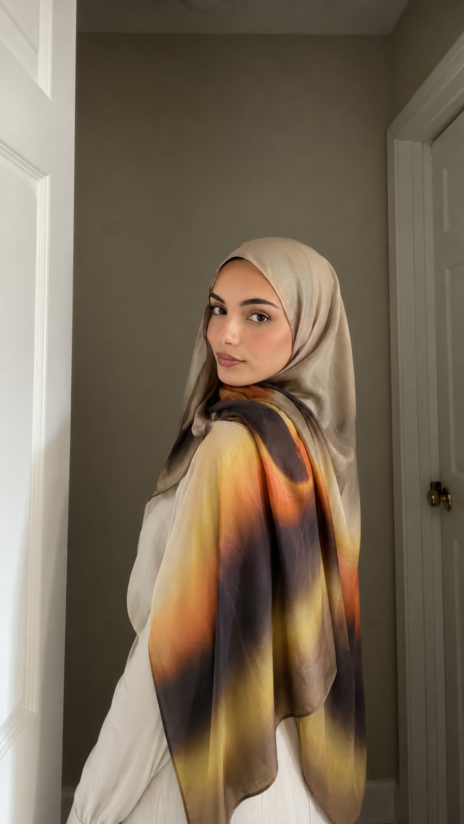 RY226 Golden Olive Gradient Liquid Jersey Hijab – Soft Premium Drape Scarf