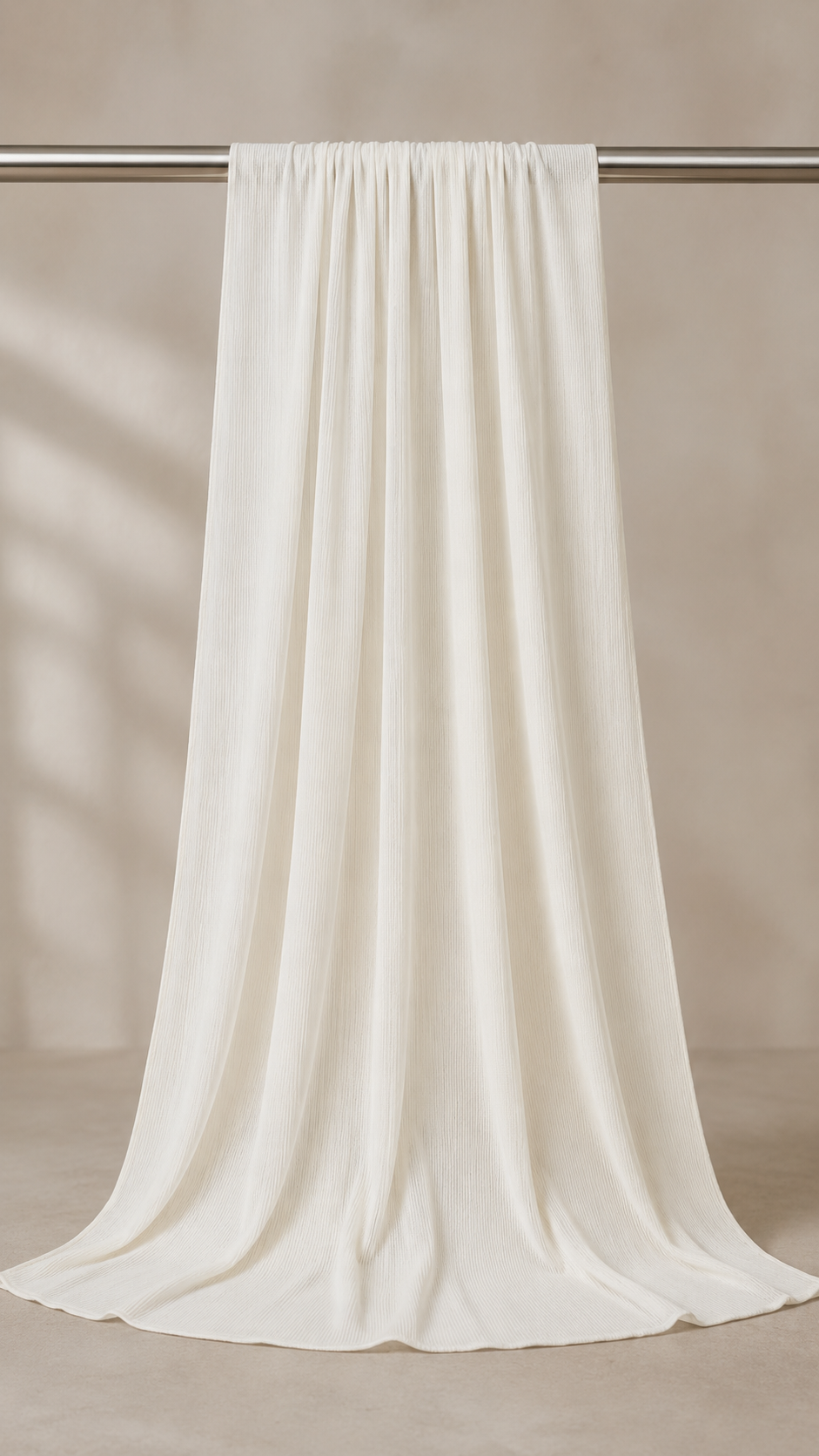 RY217 Ivory White Cotton Ribbed Jersey Hijab Scarf – Soft Stretch Breathable Headscarf