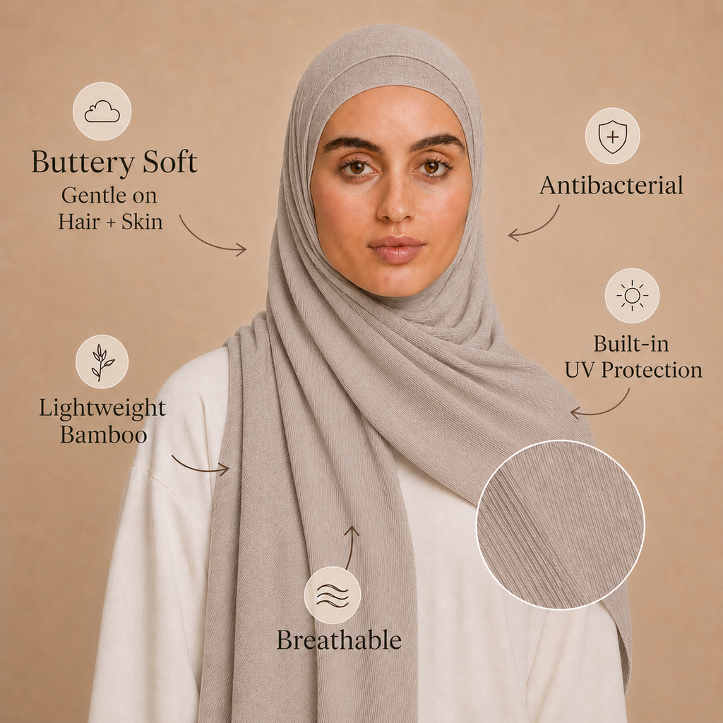 RY219 Stone Grey Cotton Ribbed Jersey Hijab Scarf – Soft Stretch Breathable Headscarf