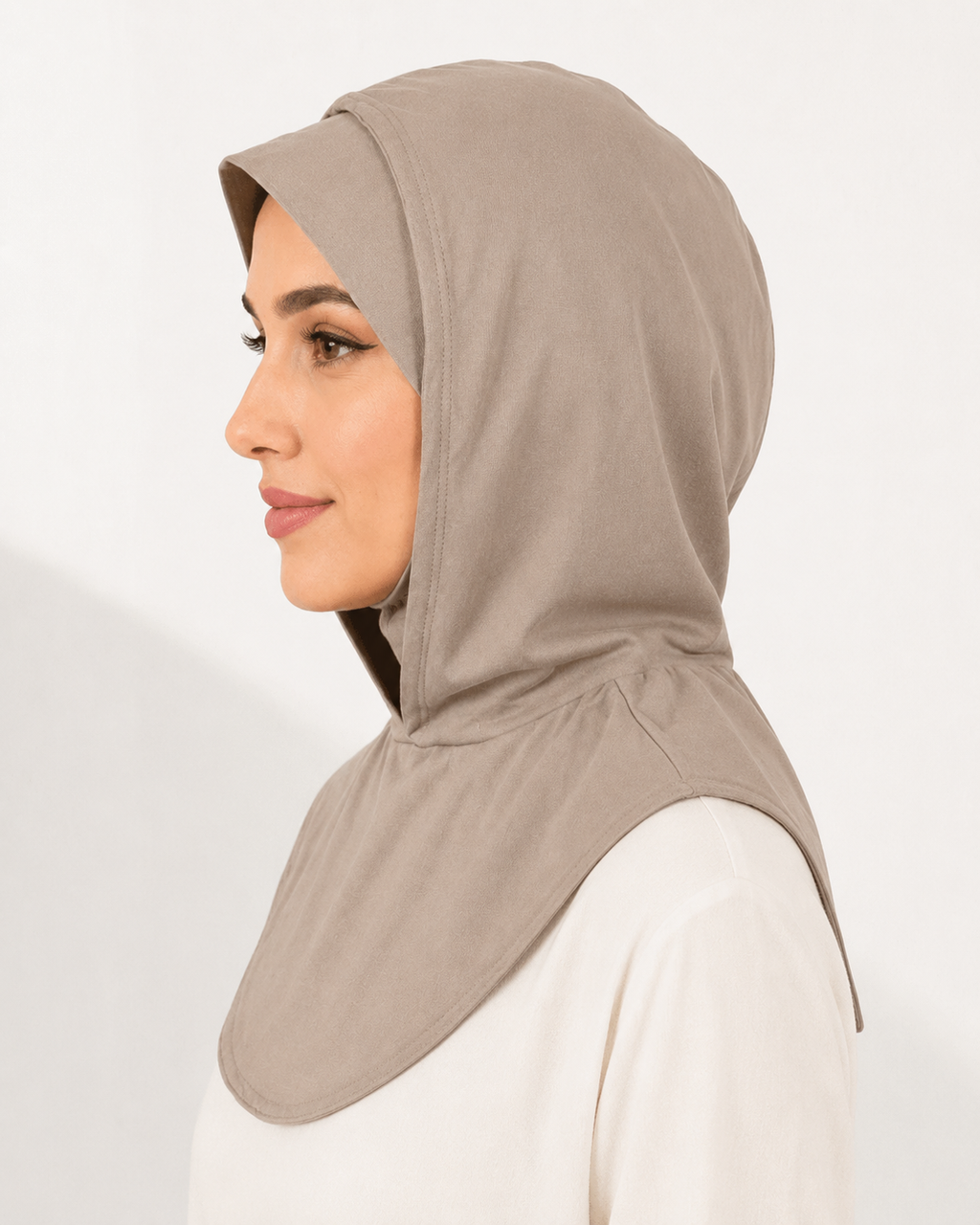 RY221 Light Coffee Full Coverage Hijab Cap – Soft Cotton Sun Protection Headscarf