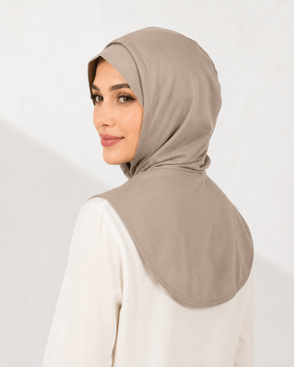RY221 Light Coffee Full Coverage Hijab Cap – Soft Cotton Sun Protection Headscarf