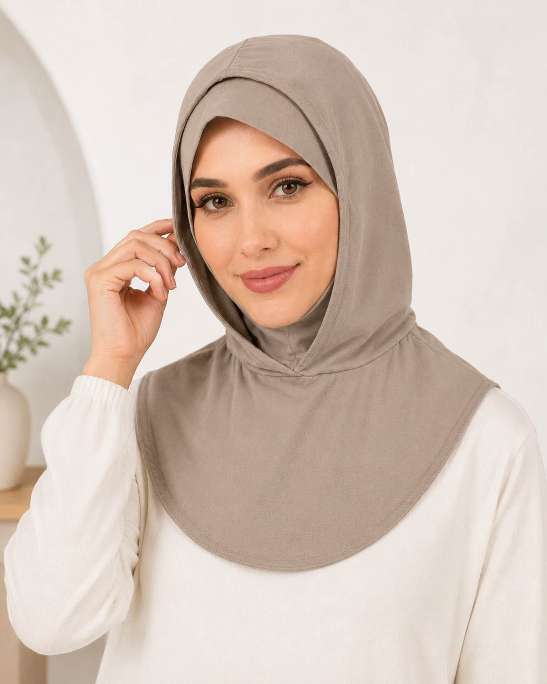 RY221 Light Coffee Full Coverage Hijab Cap – Soft Cotton Sun Protection Headscarf