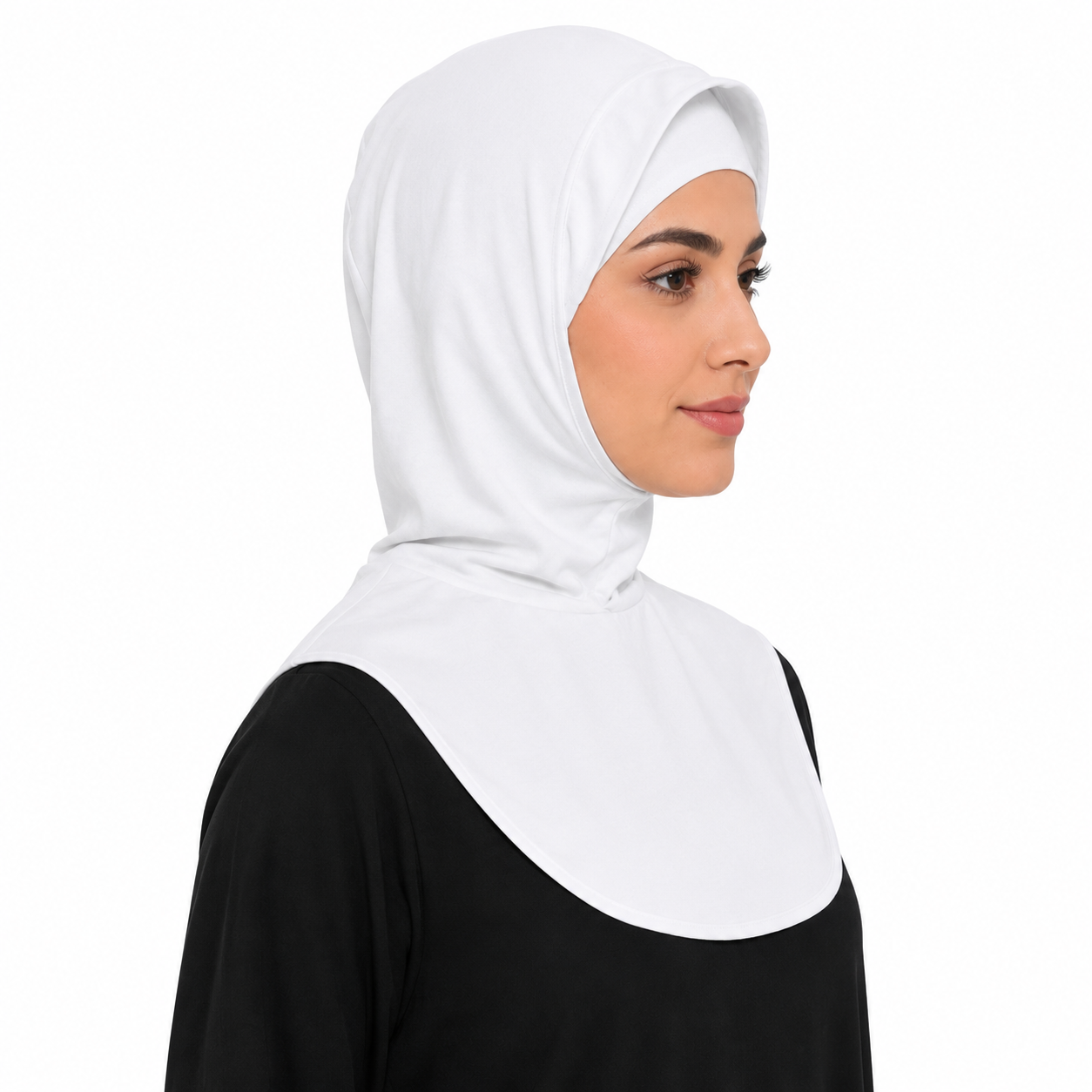 RY209 White Mercerized Cotton Full Coverage Hijab Cap – Solid Color Sun Protection Headscarf