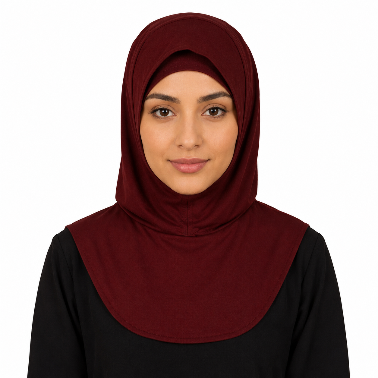 RY210 Burgundy Mercerized Cotton Full Coverage Hijab Cap – Sun Protection Headscarf