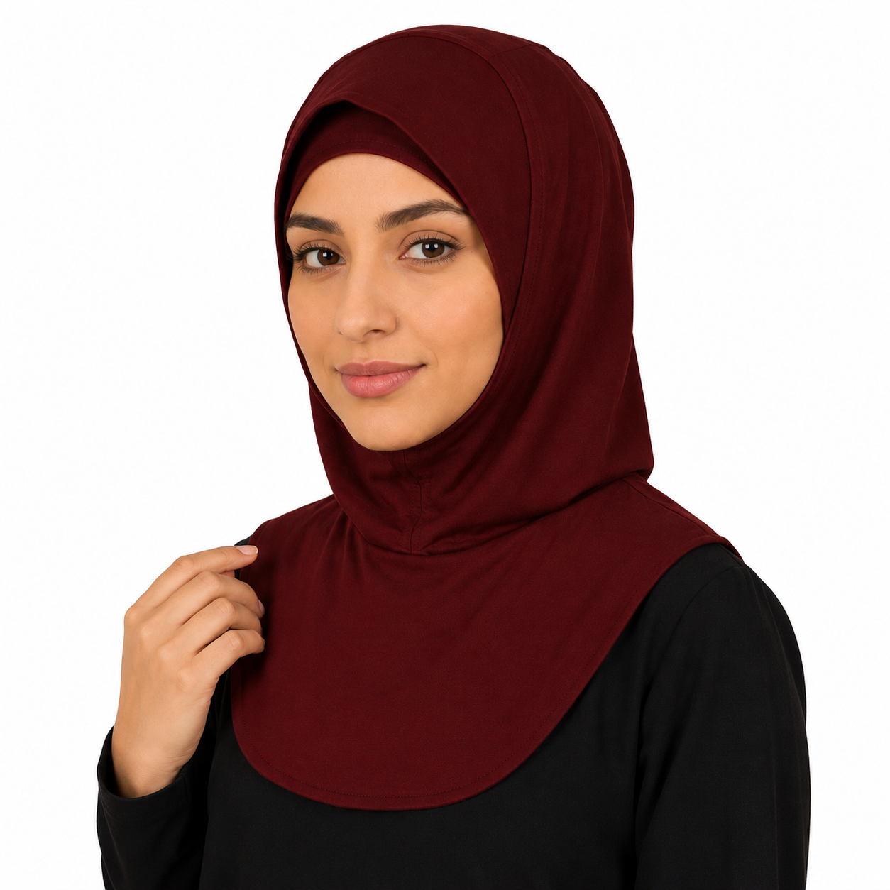 RY210 Burgundy Mercerized Cotton Full Coverage Hijab Cap – Sun Protection Headscarf
