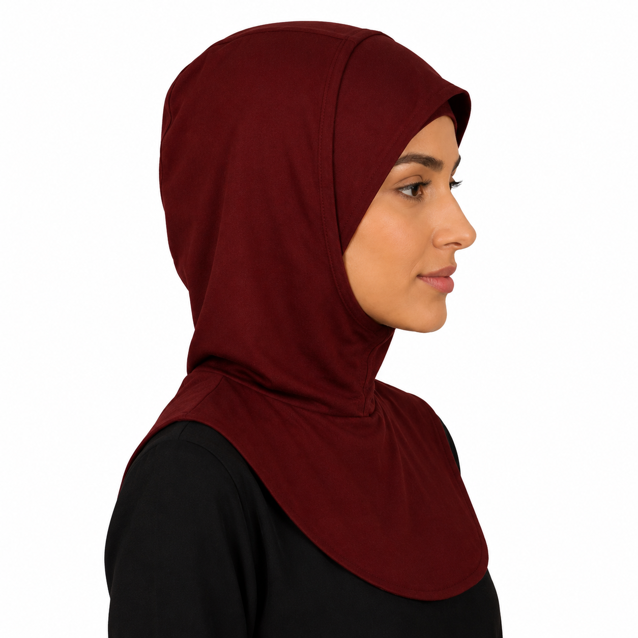RY210 Burgundy Mercerized Cotton Full Coverage Hijab Cap – Sun Protection Headscarf