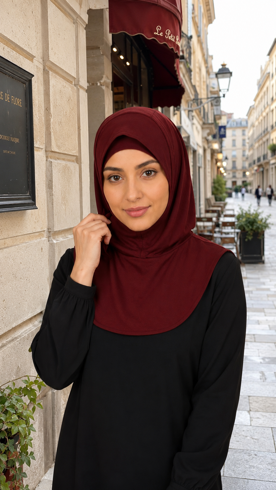 RY210 Burgundy Mercerized Cotton Full Coverage Hijab Cap – Sun Protection Headscarf