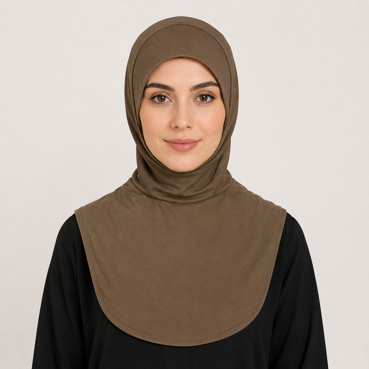 RY212 Khaki Mercerized Cotton Full Coverage Hijab Cap – Sun Protection Headscarf