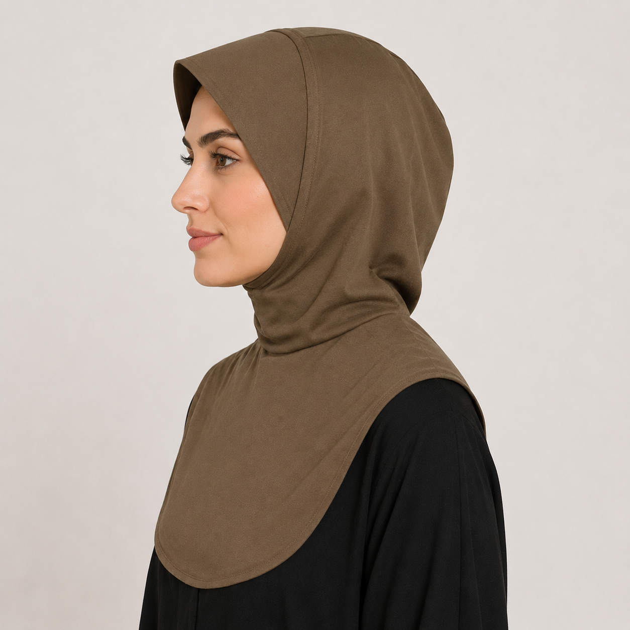 RY212 Khaki Mercerized Cotton Full Coverage Hijab Cap – Sun Protection Headscarf