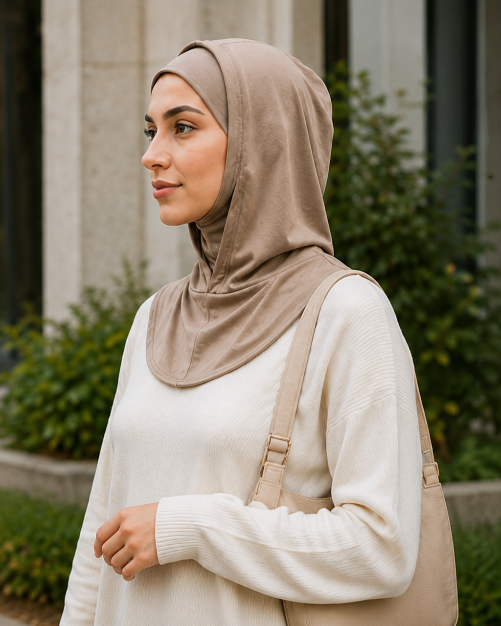 RY213 Cocoa Mercerized Cotton Full Coverage Hijab Cap – Sun Protection Headscarf
