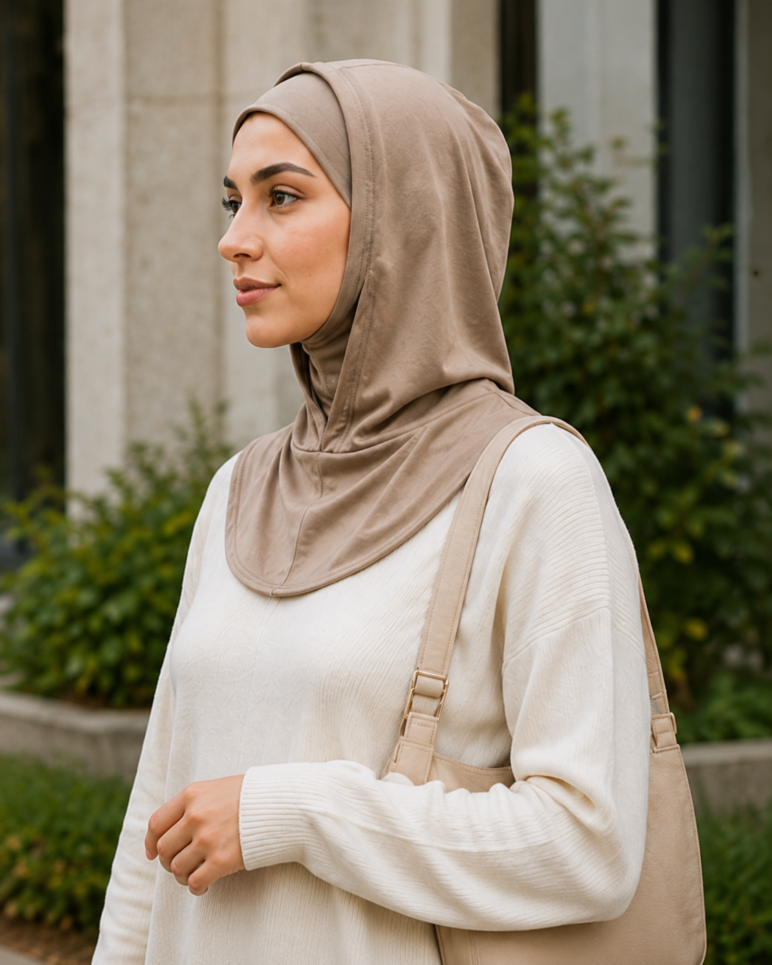RY213 Cocoa Mercerized Cotton Full Coverage Hijab Cap – Sun Protection Headscarf