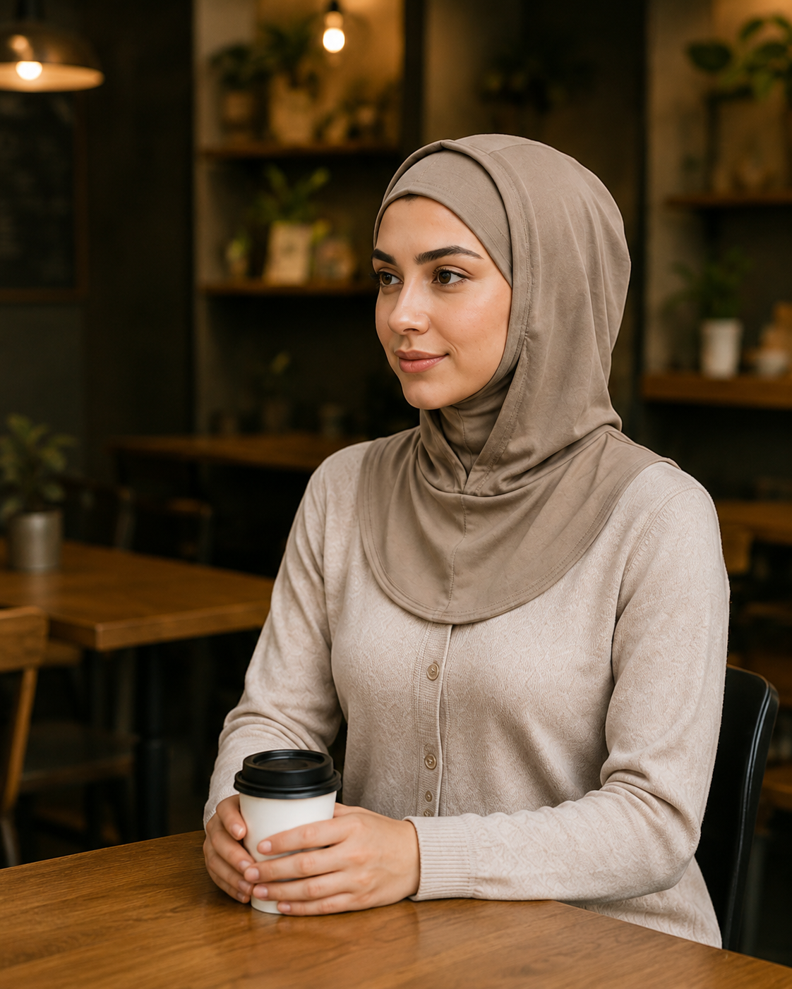 RY213 Cocoa Mercerized Cotton Full Coverage Hijab Cap – Sun Protection Headscarf