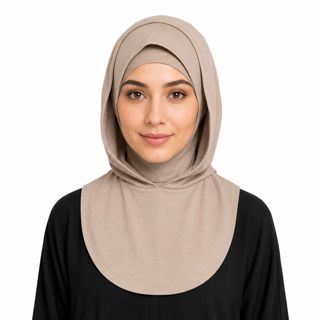 RY213 Cocoa Mercerized Cotton Full Coverage Hijab Cap – Sun Protection Headscarf