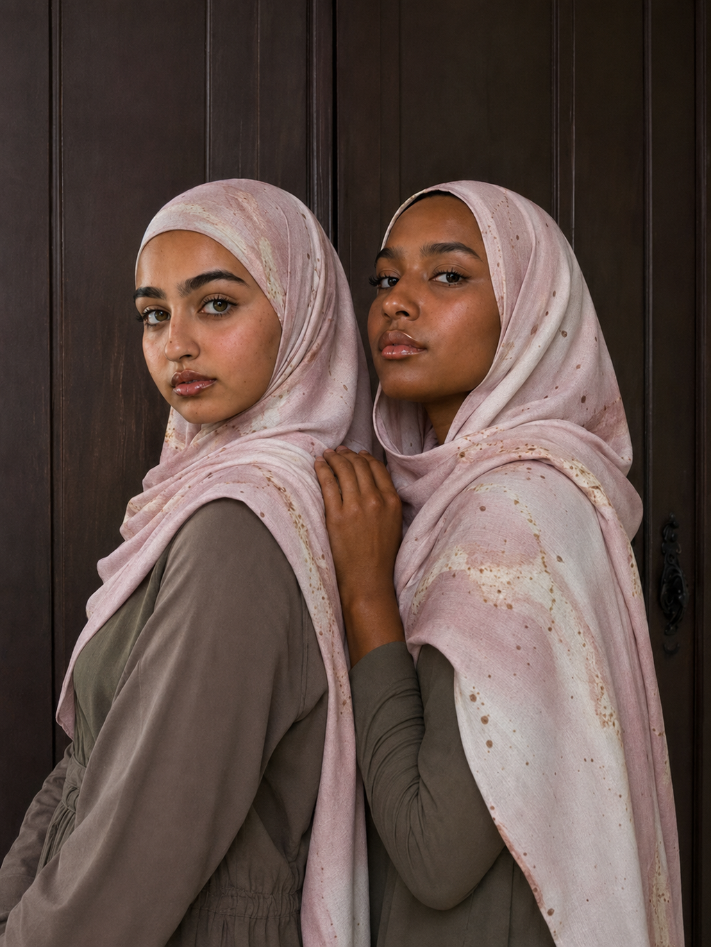 RY429 Blush Pink Gold Marble Mercerized Cotton Jersey Hijab – Soft Stretch Scarf
