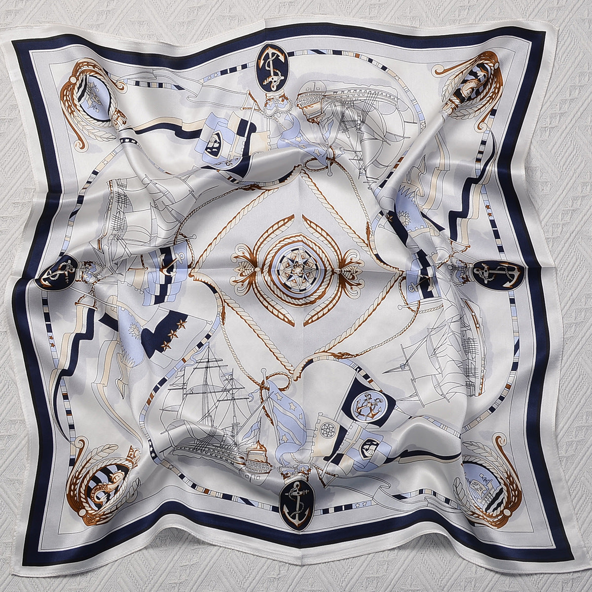 HJ12 Silk Scarf Women Spring - Striped Mulberry Square UV Protection 1