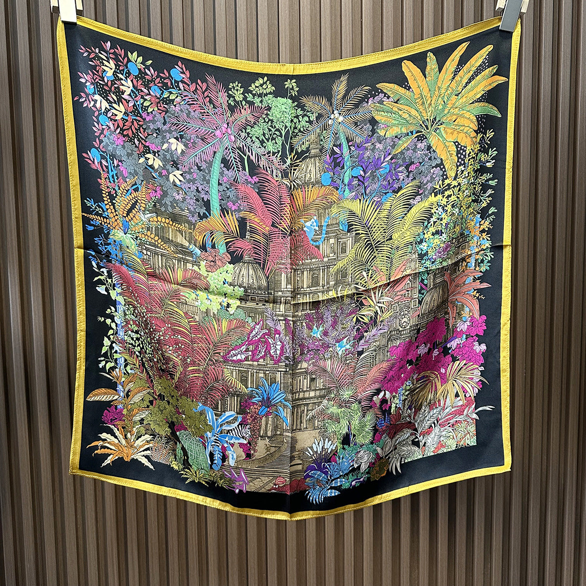 HJ12 Silk Scarf Women Spring - Striped Mulberry Square UV Protection 3