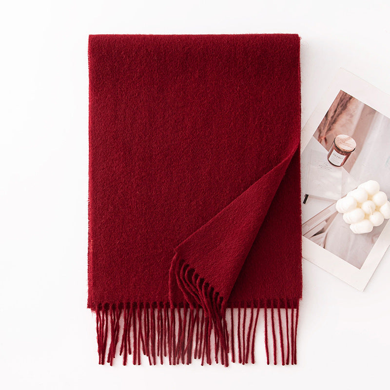 HJ10 Pure Wool Scarf Women - 100% Cashmere Feel Winter Shawl Tassel