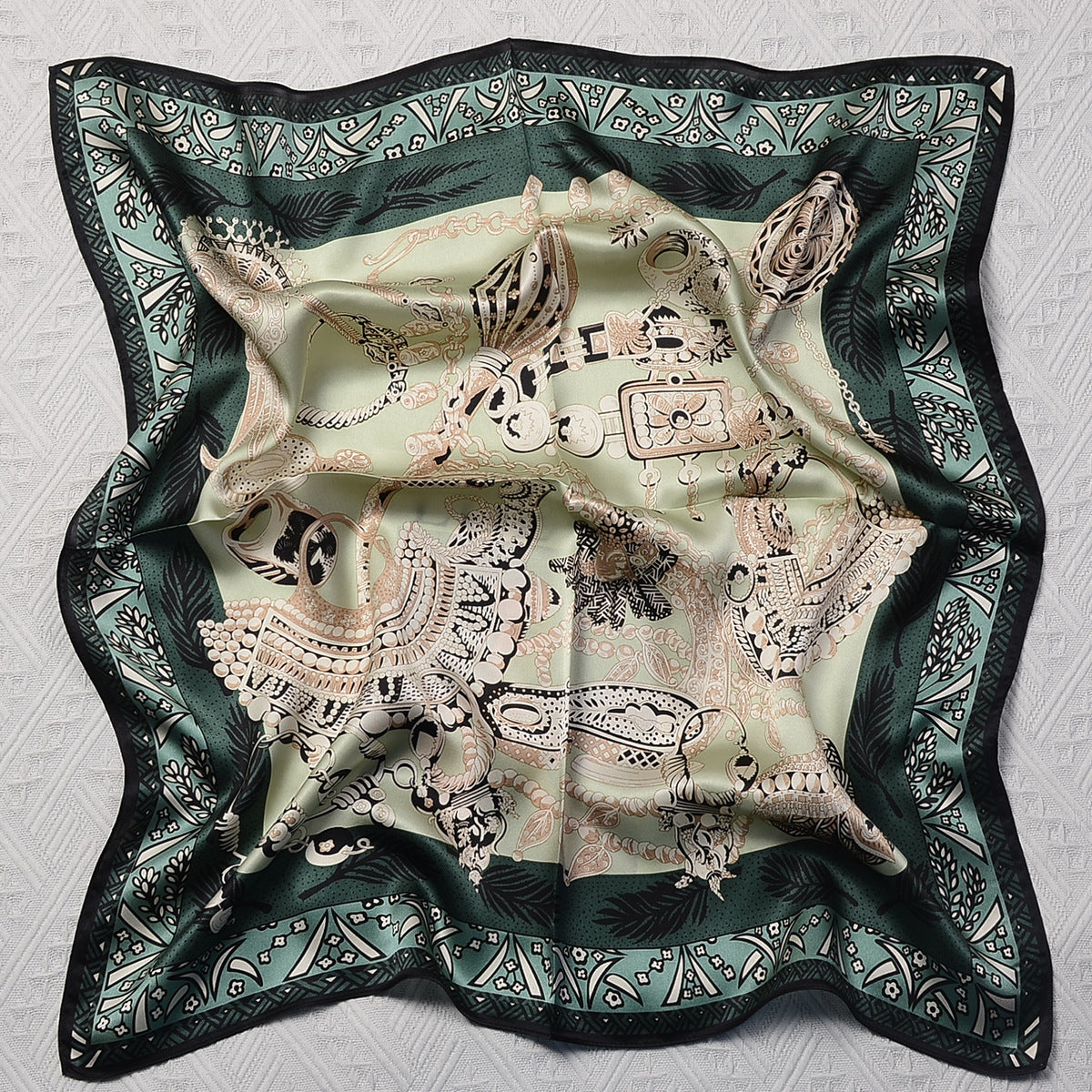 HJ12 Silk Scarf Women Spring - Striped Mulberry Square UV Protection 3