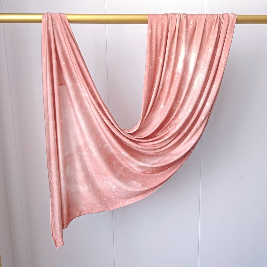 RY408 Blush Pink Printed Mercerized Cotton Hijab Scarf for Women