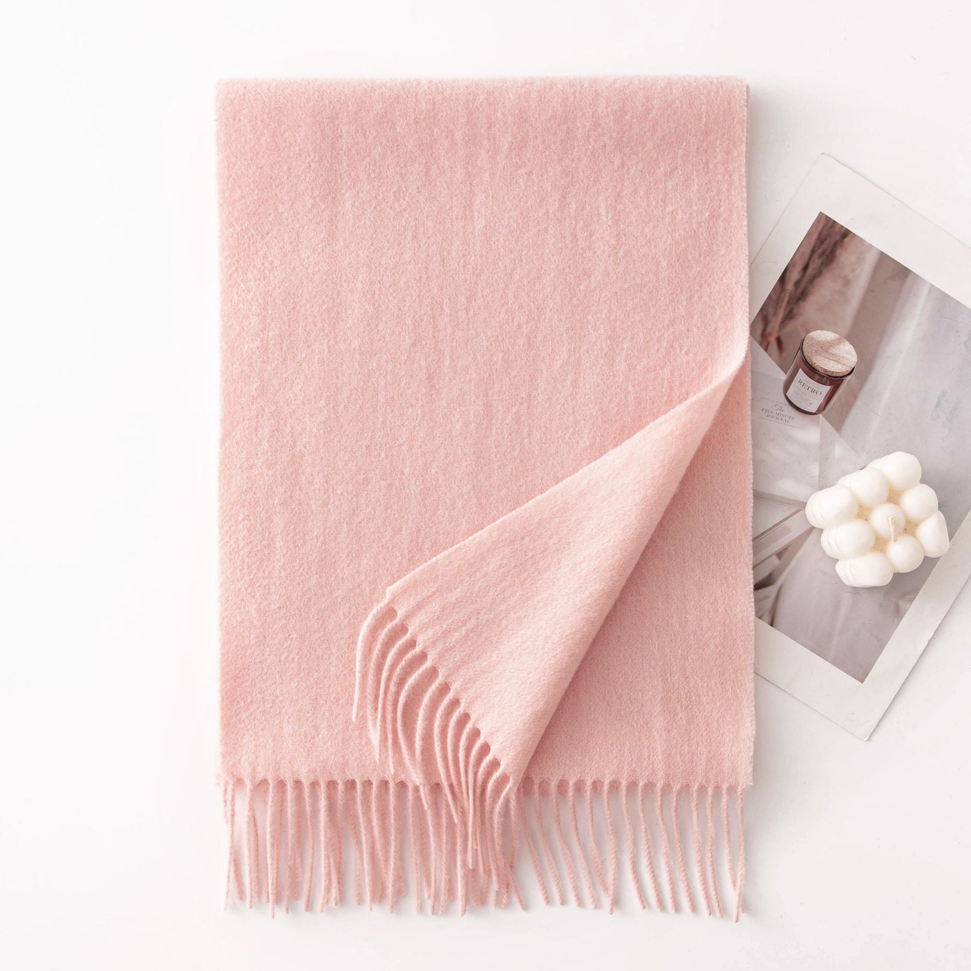 HJ10 Pure Wool Scarf Women - 100% Cashmere Feel Winter Shawl Tassel