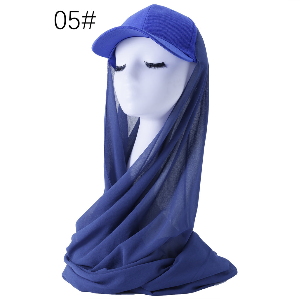 New brim solid color chiffon scarf women's baseball cap brim cross-border versatile pullover headscarf hat（副本）