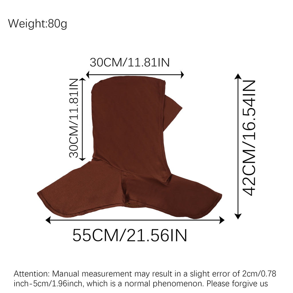 RY208 Brown Mercerized Cotton Full Coverage Hijab Cap – Solid Color Sun Protection Headscarf