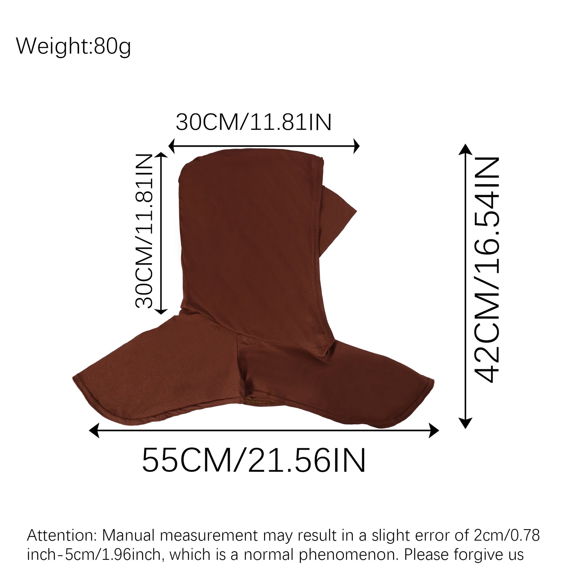 RY208 Brown Mercerized Cotton Full Coverage Hijab Cap – Solid Color Sun Protection Headscarf
