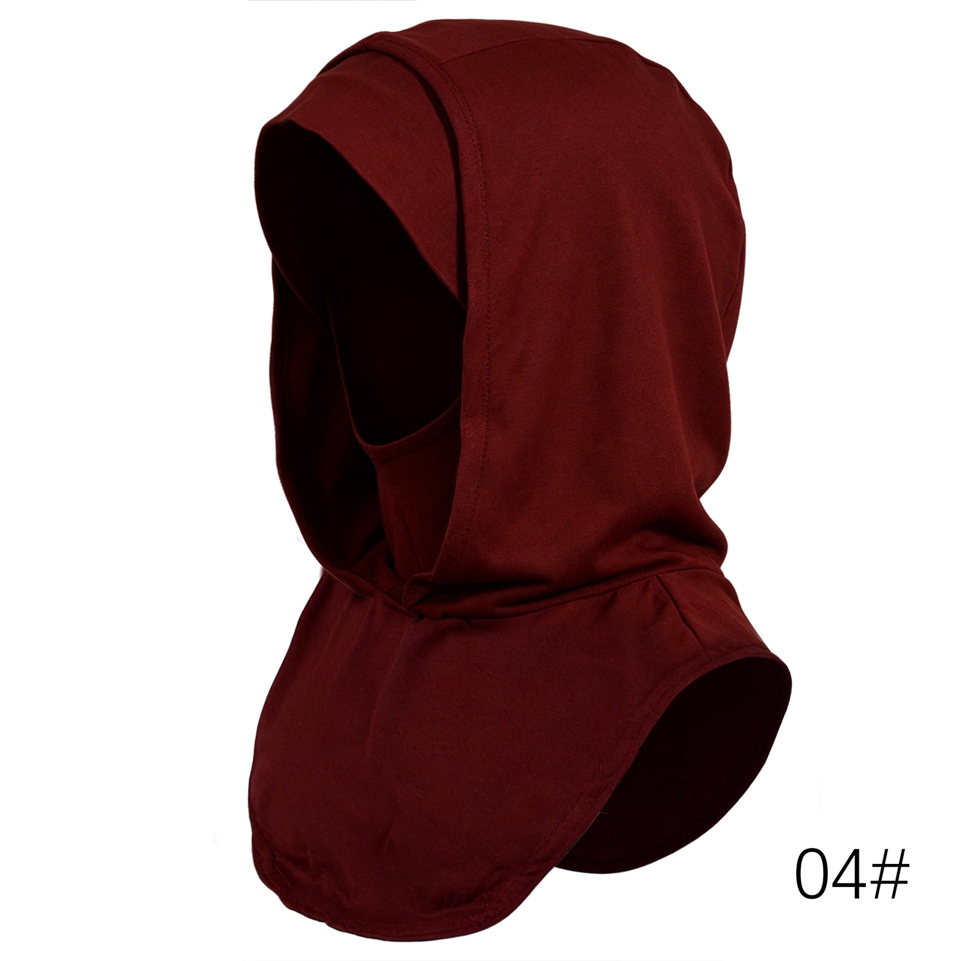 RY210 Burgundy Mercerized Cotton Full Coverage Hijab Cap – Sun Protection Headscarf