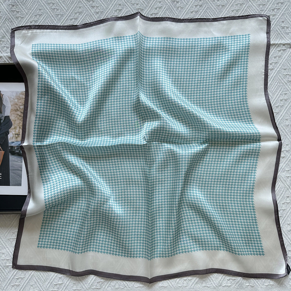 HJ12 Silk Scarf Women Spring - Striped Mulberry Square UV Protection 3