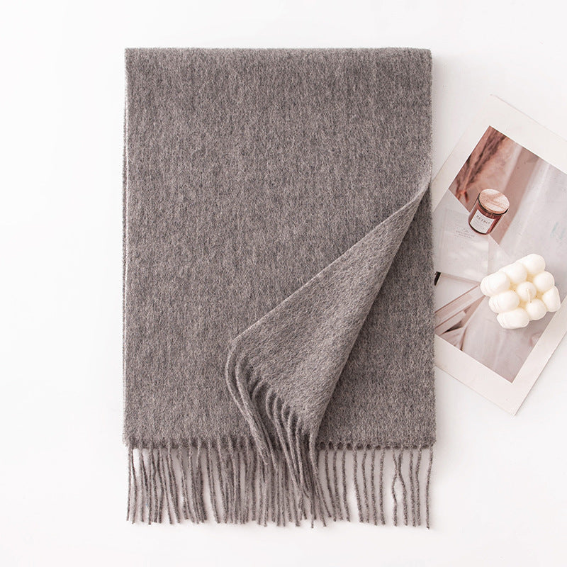 HJ10 Pure Wool Scarf Women - 100% Cashmere Feel Winter Shawl Tassel