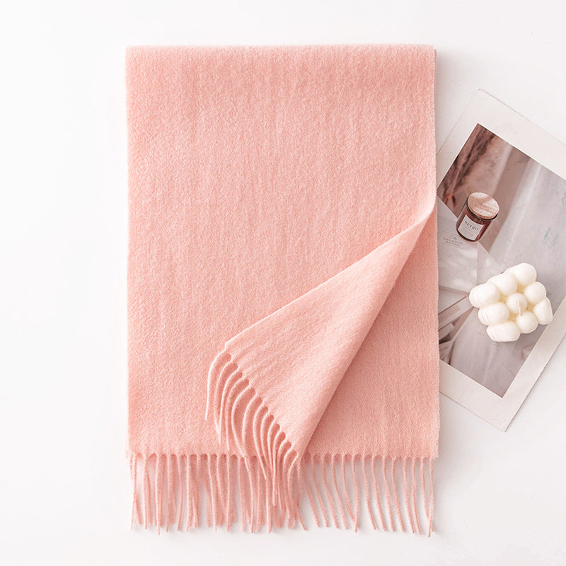 HJ10 Pure Wool Scarf Women - 100% Cashmere Feel Winter Shawl Tassel