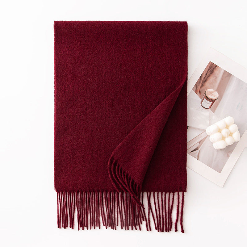 HJ10 Pure Wool Scarf Women - 100% Cashmere Feel Winter Shawl Tassel
