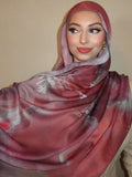 RY11 Rose Pink Watercolor Hijab Shawl – Dusty Pink & Mauve Women's Head Scarf (80×180cm)