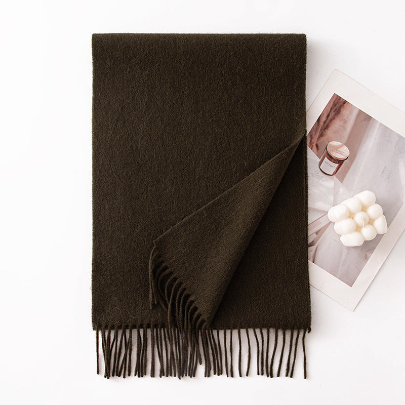 HJ10 Pure Wool Scarf Women - 100% Cashmere Feel Winter Shawl Tassel