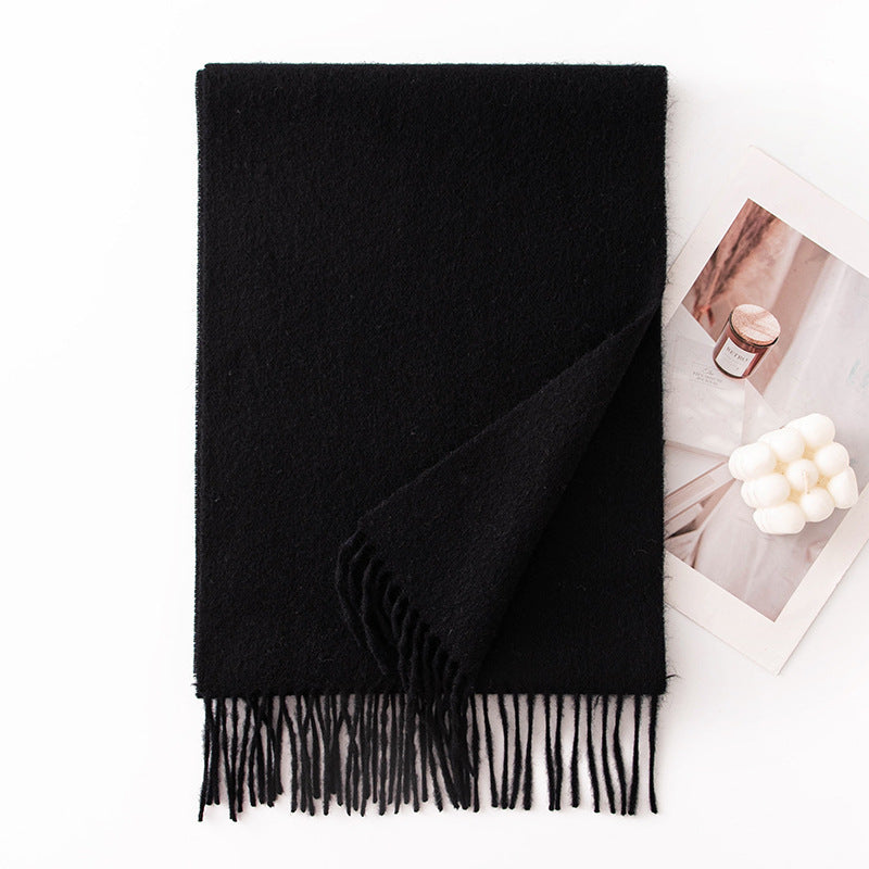 HJ10 Pure Wool Scarf Women - 100% Cashmere Feel Winter Shawl Tassel