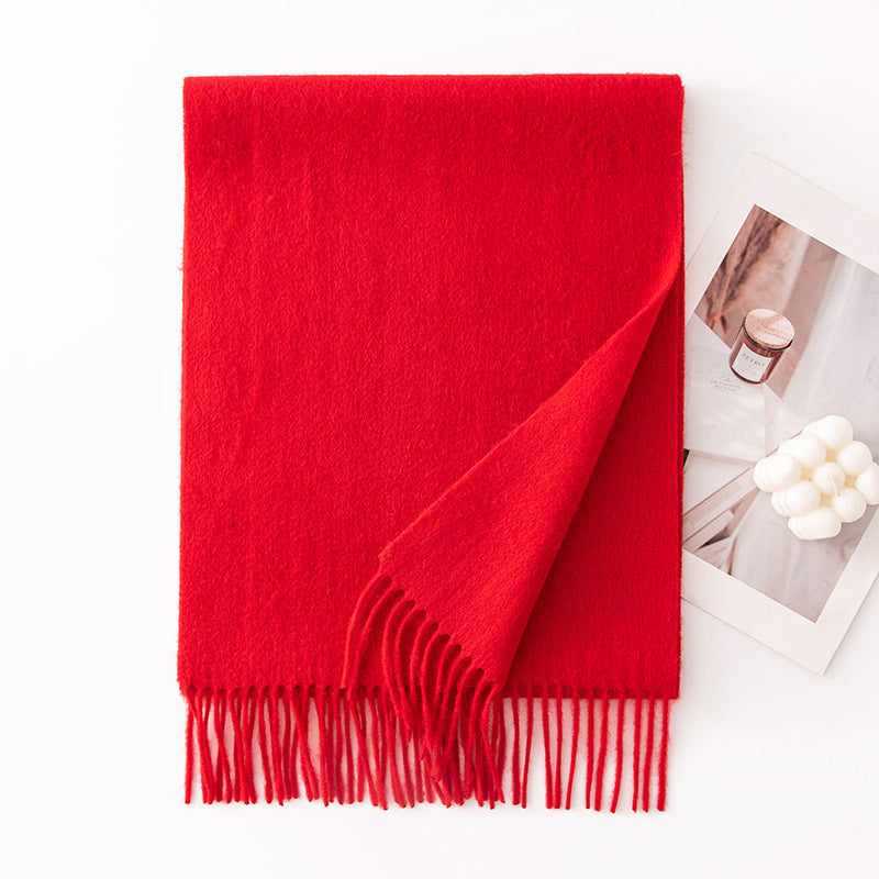 HJ10 Pure Wool Scarf Women - 100% Cashmere Feel Winter Shawl Tassel