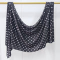 RY221 Black Polka Dot Printed Liquid Jersey Hijab – Soft Premium Drape Scarf
