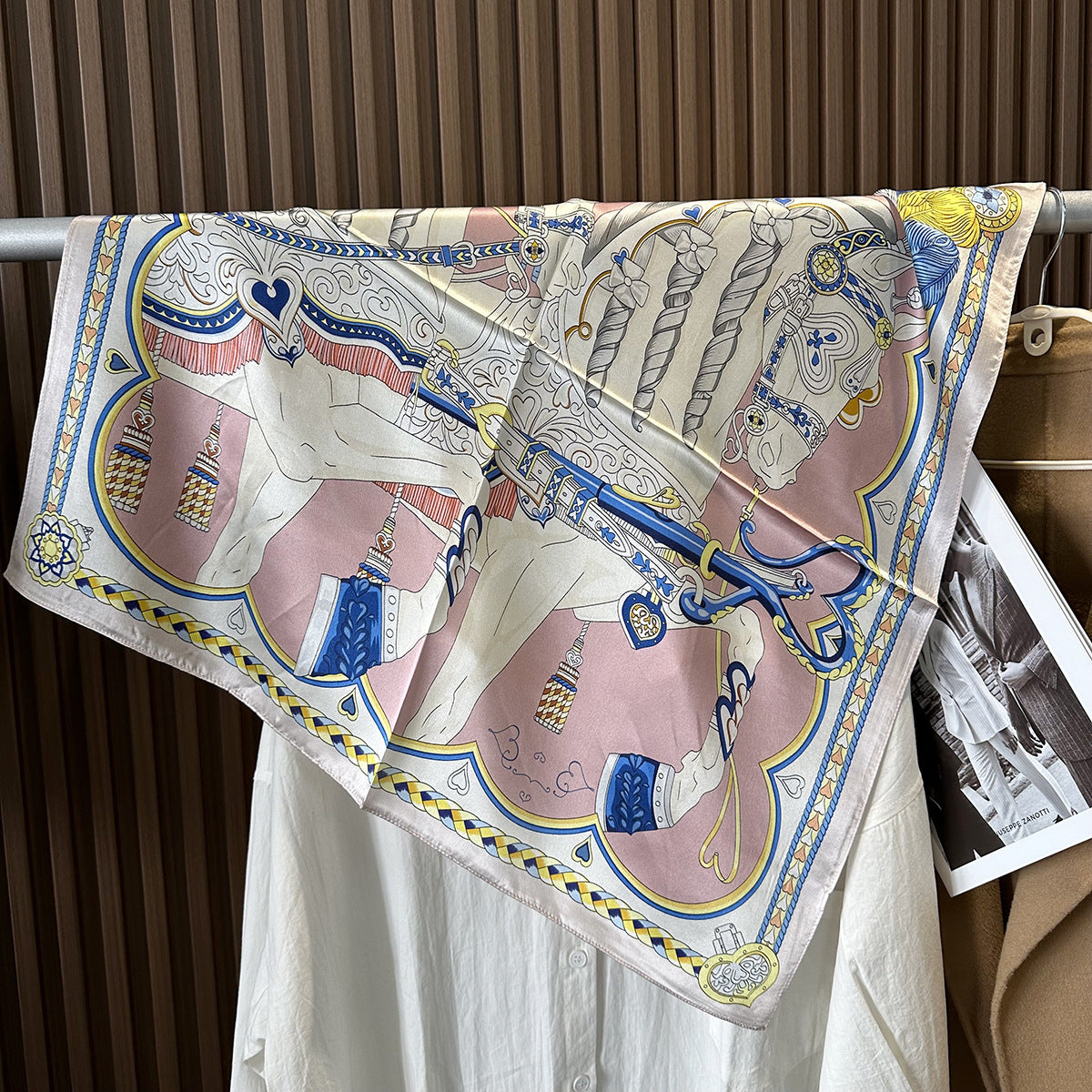 HJ12 Silk Scarf Women Spring - Striped Mulberry Square UV Protection 2